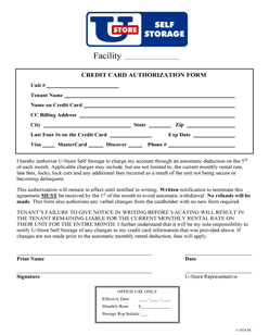 U-Store - Auto CC form